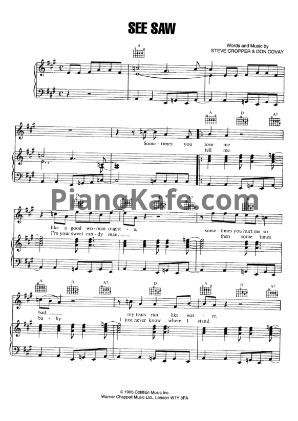Ноты Aretha Franklin - See saw - PianoKafe.com