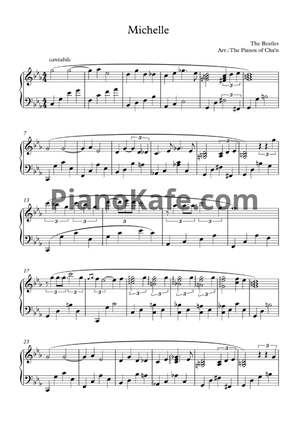 Ноты The Pianos of Cha'n - Michelle (The Beatles) - PianoKafe.com