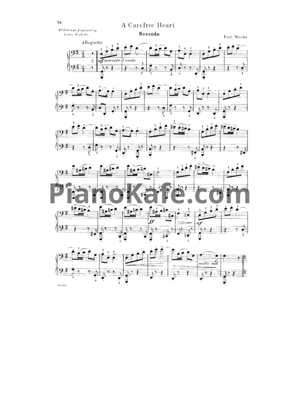 Ноты Paul Wachs - A carefree heart для фортепиано в 4 руки - PianoKafe.com