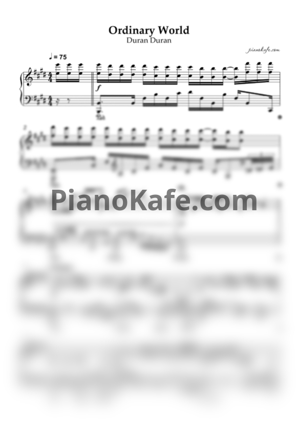 Ноты Duran Duran - Ordinary world (Piano cover) - PianoKafe.com