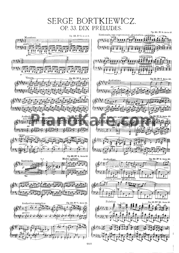 Ноты С. Борткевич - Десять прелюдий (Op. 33) - PianoKafe.com