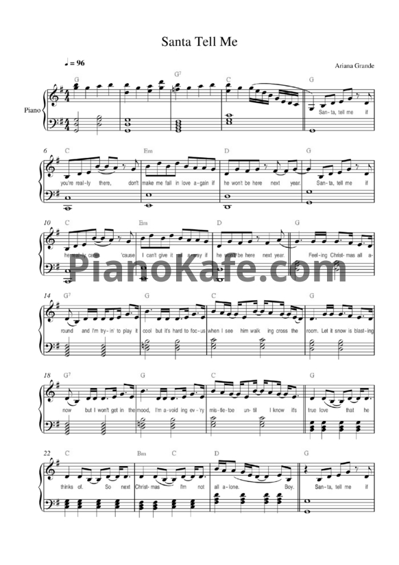 Ноты Ariana Grande - Santa tell me - PianoKafe.com