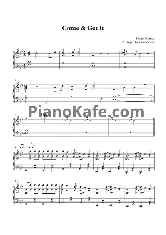 Ноты Selena Gomez - Come & get it - PianoKafe.com