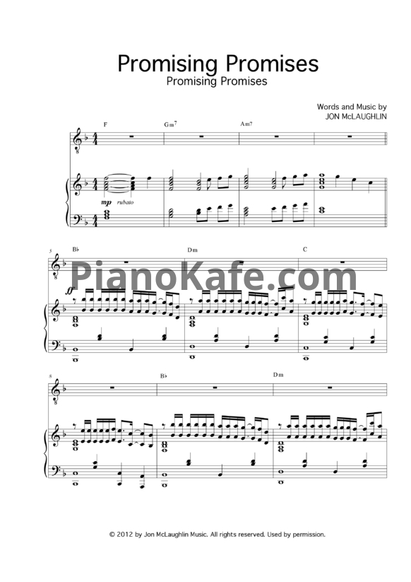 Ноты Jon McLaughlin - Promising promises - PianoKafe.com