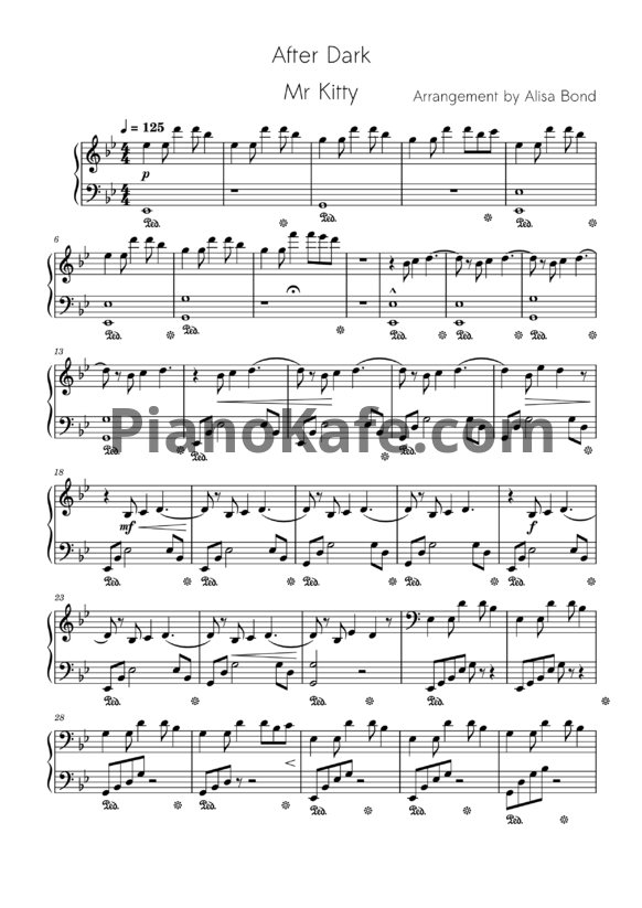 Ноты Mr. Kitty - After dark  (Arrangement by Alisa Bond) - PianoKafe.com