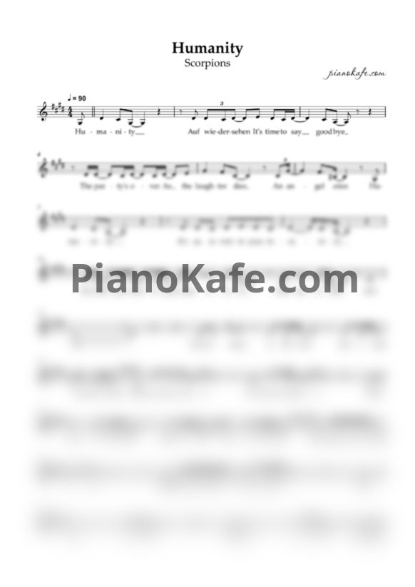 Ноты Scorpions - Humanity (Вокальная партия) - PianoKafe.com