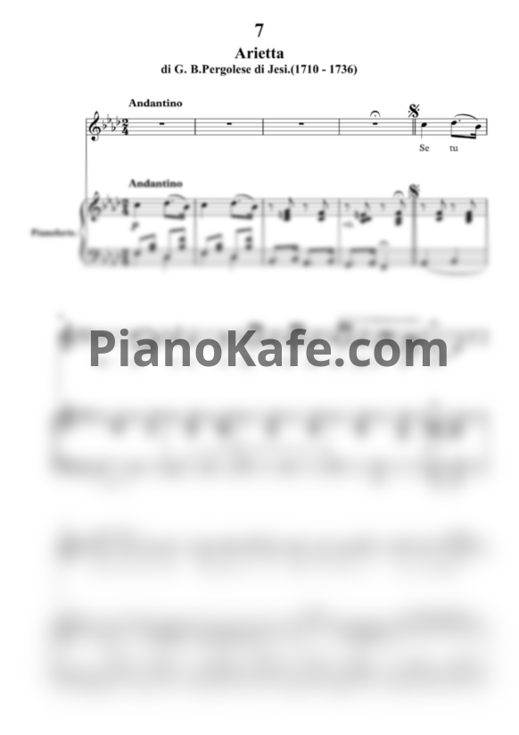 Ноты G.B. Pergolesi - Arietta - PianoKafe.com