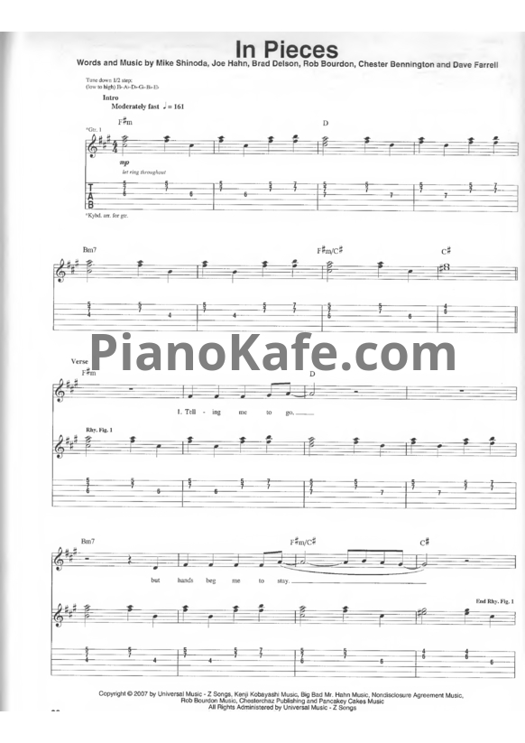 Ноты Linkin Park - In pieces (Версия 2) - PianoKafe.com