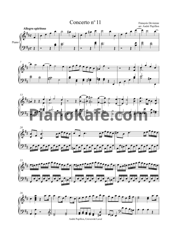 Ноты Франсуа Девьен - Концерт для флейты с оркестром №11 си минор (Клавир и партия флейты) - PianoKafe.com
