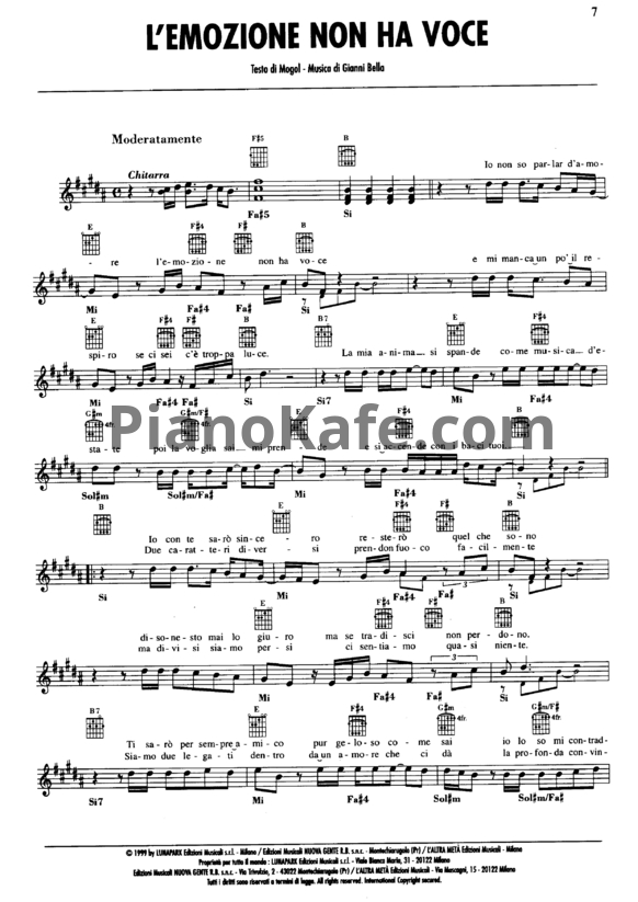 Ноты Adriano Celentano - L'emozione non ha voce - PianoKafe.com