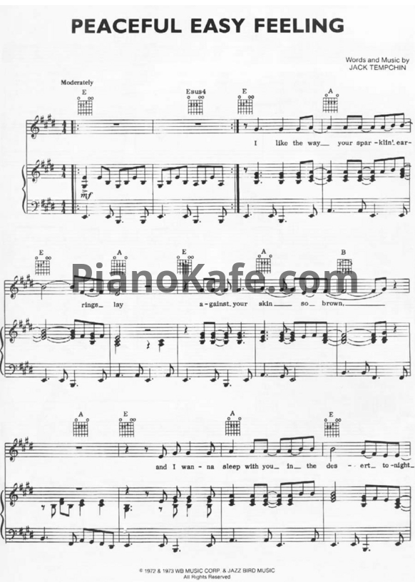Ноты The Eagles - Peaceful easy feeling - PianoKafe.com
