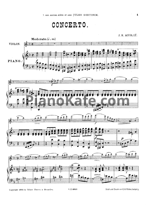 Ноты Ж. Акколаи - Концерт для скрипки №2 - PianoKafe.com
