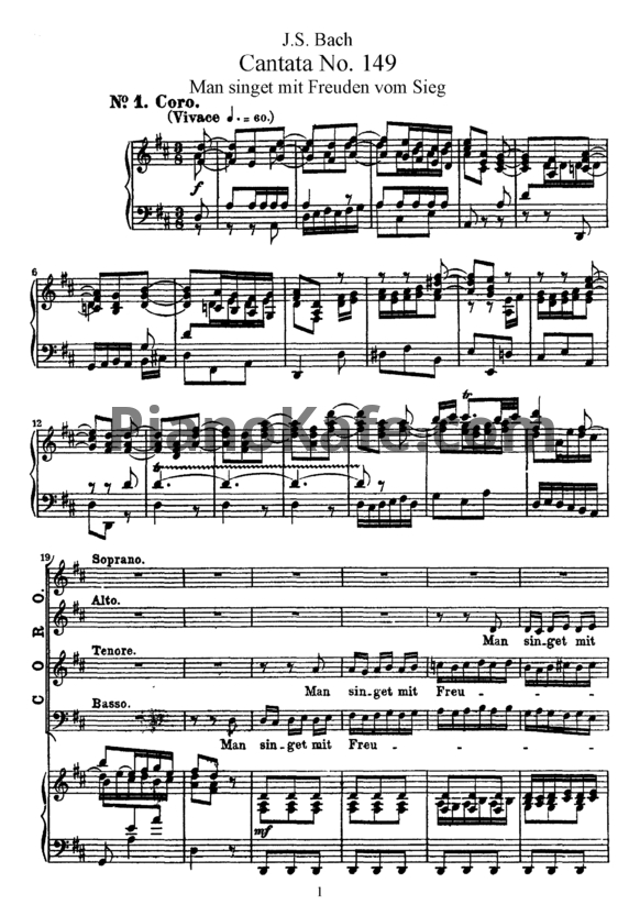 Ноты И. Бах - Кантата №149 "Man singet mit Freuden vom Sieg" (BWV 149) - PianoKafe.com