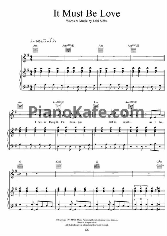 Ноты Labi Siffre - It must be love - PianoKafe.com