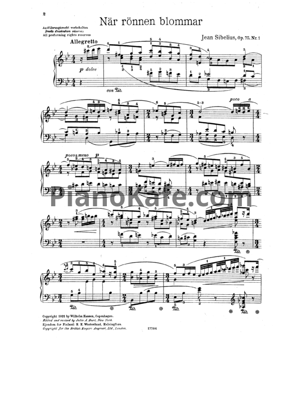 Ноты Ян Сибелиус - 5 пьес для фортепиано (Op. 75) - PianoKafe.com