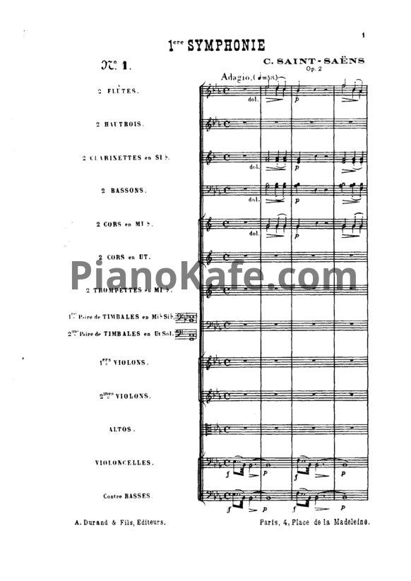 Ноты Камиль Сен-Санс - Симфония №1 ми-бемоль мажор (Op. 2) - PianoKafe.com