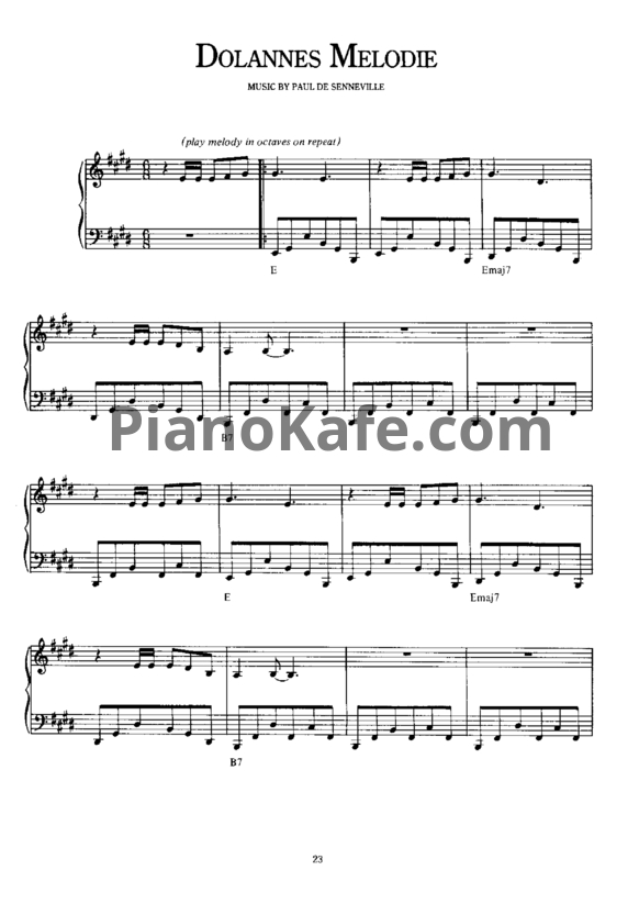 Ноты Richard Clayderman - Dolannes melodie - PianoKafe.com