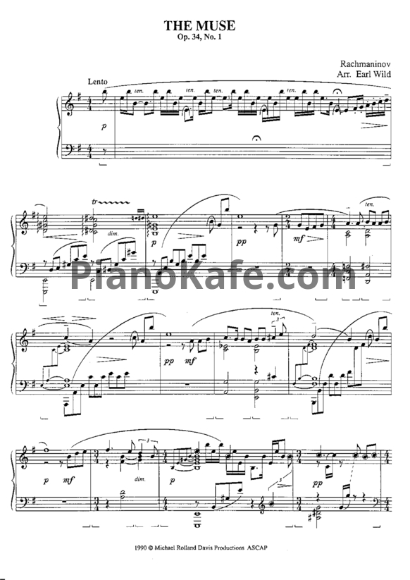 Ноты Сергей Рахманинов - The muse (Op. 34, №1) - PianoKafe.com