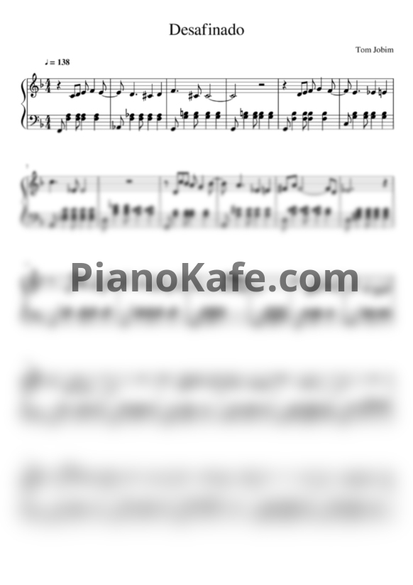 Ноты Antonio Carlos Jobim - Desafinado (Переложение Д. Соловьева) - PianoKafe.com