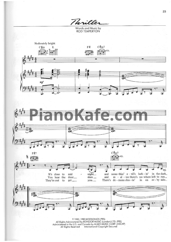 Ноты Michael Jackson - Thriller - PianoKafe.com