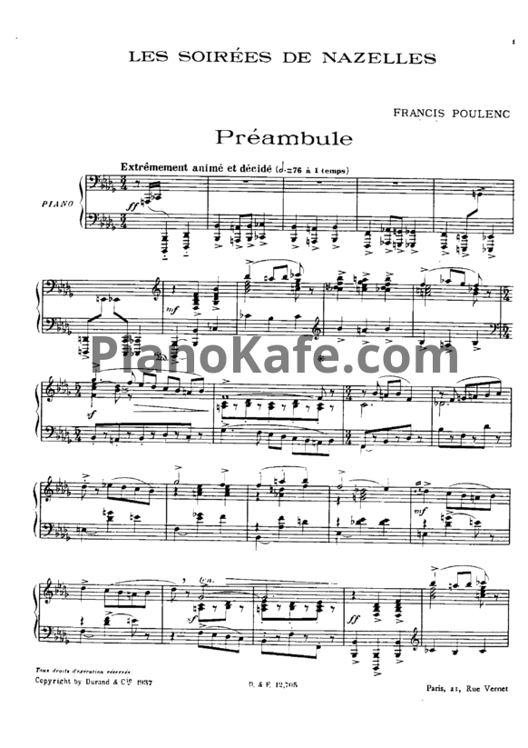 Ноты Франсис Пуленк - Вечера в Назелле (Soirees de Nazelles) - PianoKafe.com