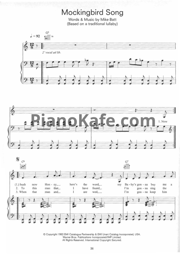 Ноты Katie Melua - Mockingbird song - PianoKafe.com