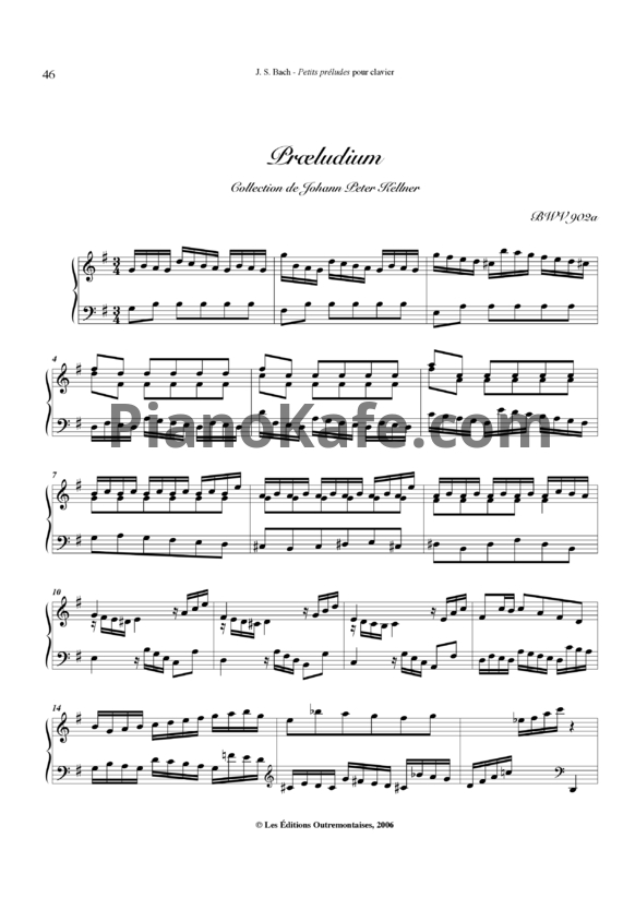 Ноты И. Бах - Preludes in G (BWV 902a) - PianoKafe.com