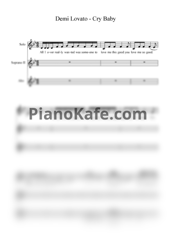Ноты Demi Lovato - Cry baby (Партитура для 3 голосов) - PianoKafe.com
