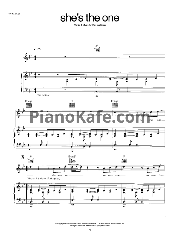 Ноты Robbie Williams - She's the one (Версия 3) - PianoKafe.com