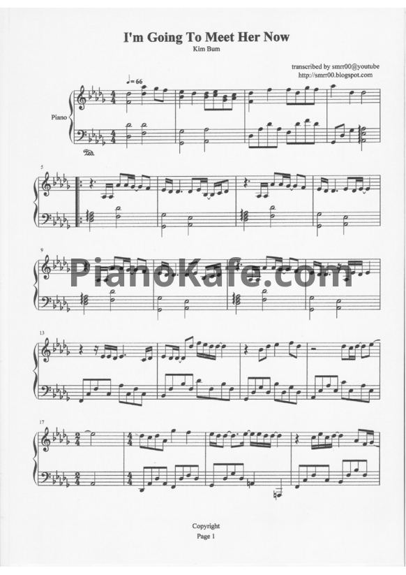 Ноты Kim Bum - I'm going to meet her now - PianoKafe.com