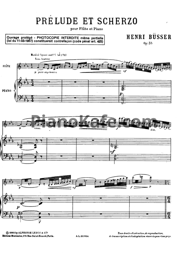 Ноты Henri Busser - Прелюдия и скерцо (Op. 35) - PianoKafe.com