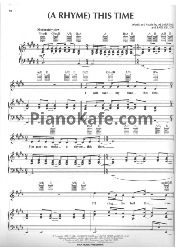 Ноты Al Jarreau - A rhyme (This time) - PianoKafe.com