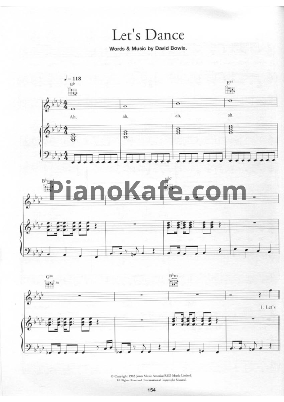 Ноты David Bowie - Let's Dance - PianoKafe.com