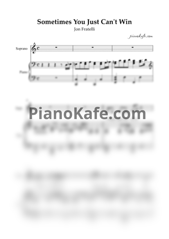 Ноты Jon Fratelli - Somtimes you just can't win - PianoKafe.com