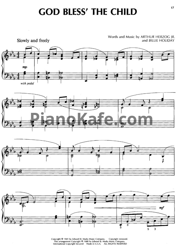 Ноты Billie Holiday - God bless' the child (Версия 2) - PianoKafe.com