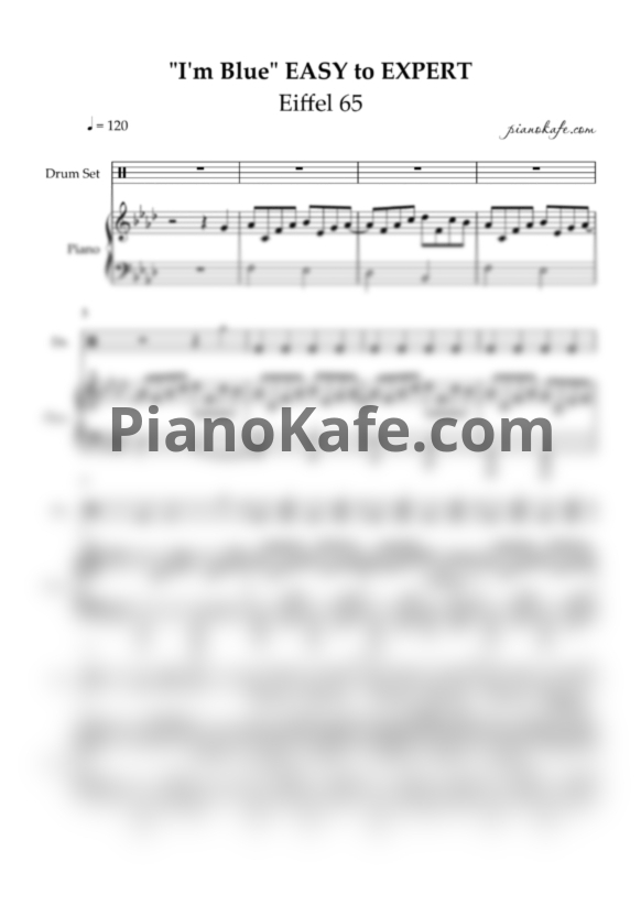 Ноты Eiffel 65 - I'm Blue (EASY to EXPERT) - PianoKafe.com