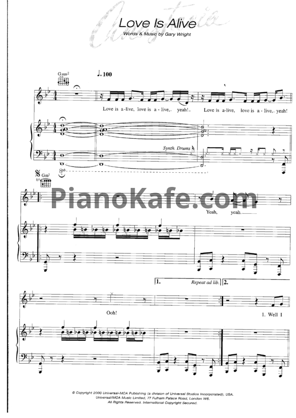 Ноты Anastacia - Love is alive - PianoKafe.com
