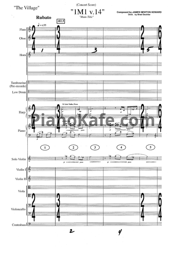 Ноты James Newton Howard - The Village (Songbook) - PianoKafe.com