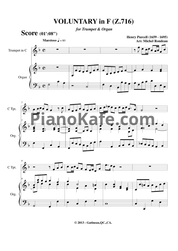 Ноты Генри Пёрселл - Строфа фа мажор  (Z 716) - PianoKafe.com