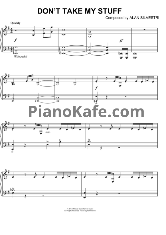 Ноты Alan Silvestri - Don't take my stuff - PianoKafe.com