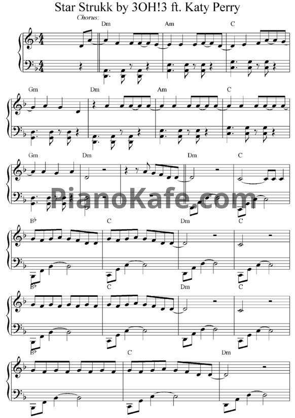 Ноты 3OH!3 Feat. Katy Perry - Starstrukk - PianoKafe.com