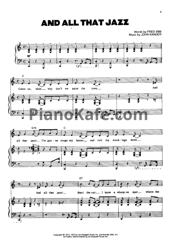 Ноты John Kander - And all that jazz - PianoKafe.com