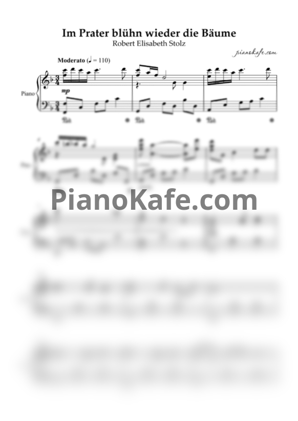 Ноты Robert Stolz - Im Prater blühn wieder die Bäume (Аккомпанемент) - PianoKafe.com