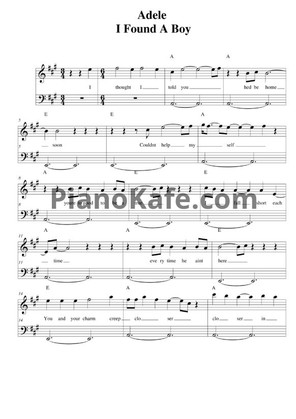 Ноты Adele - I found a boy - PianoKafe.com