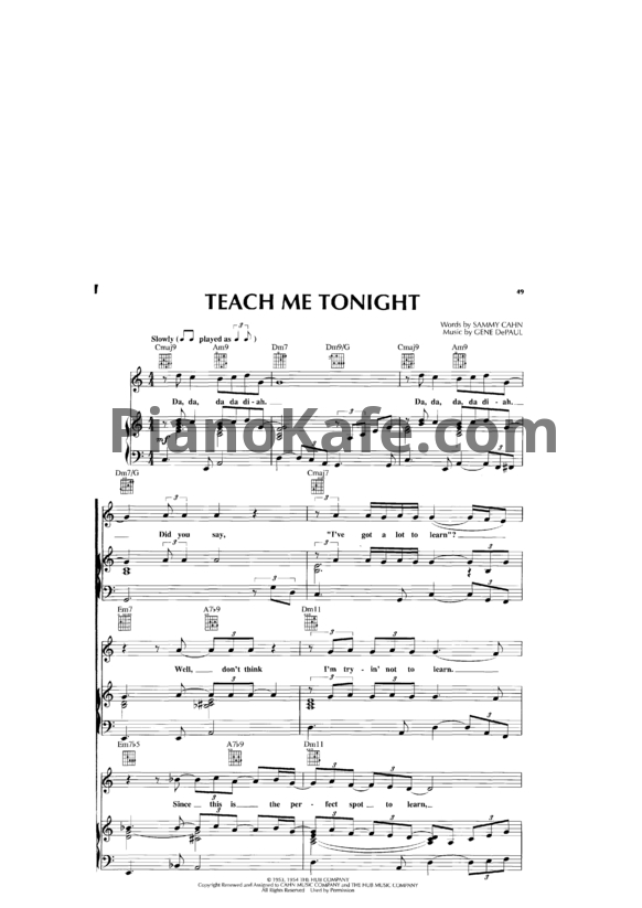 Ноты Al Jarreau - Teach me tonight - PianoKafe.com