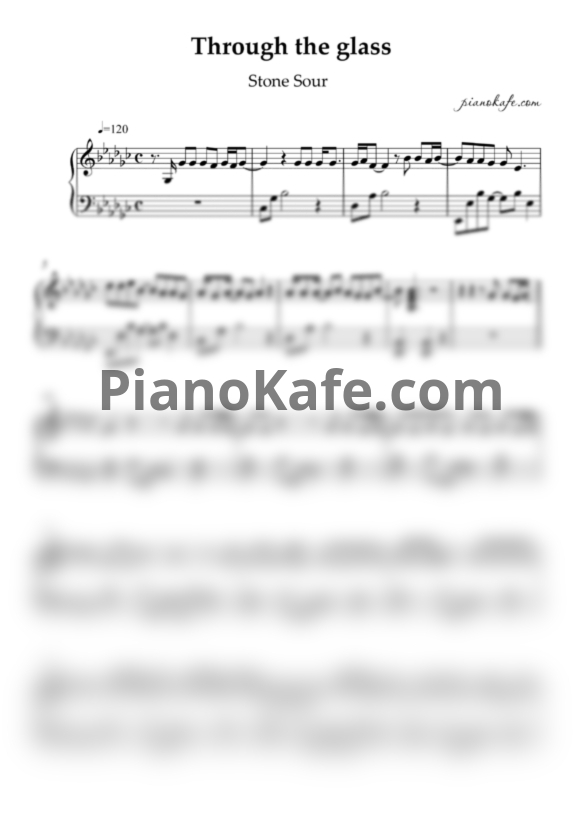 Ноты Stone Sour - Through glass (Piano cover) - PianoKafe.com