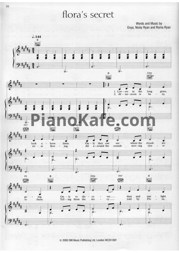Ноты Enya - Flora's secret - PianoKafe.com
