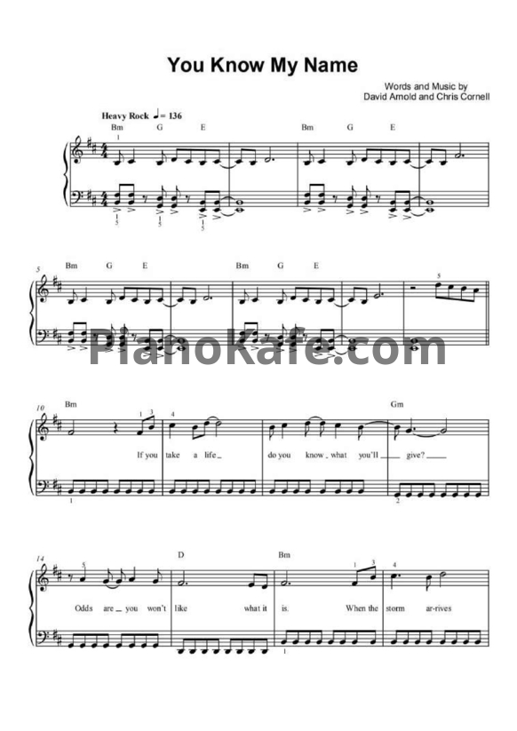 Ноты Chris Cornell - You know my name - PianoKafe.com