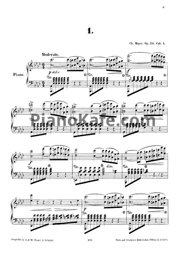 Ноты Ш. Майер - Мелодический этюд (Op. 216, №1) - PianoKafe.com