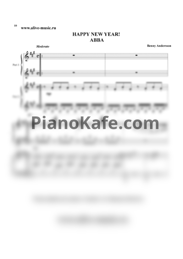Ноты Abba - Happy New Year (для фортепиано в 4 руки) - PianoKafe.com